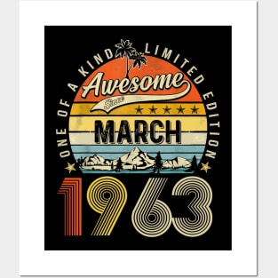 Awesome Since March 1963 Vintage 60th Birthday Posters and Art